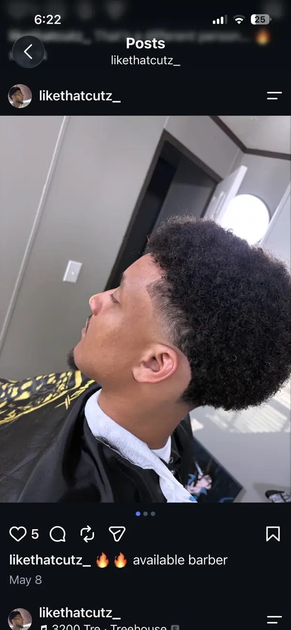 Natural afro with a clean temple taper