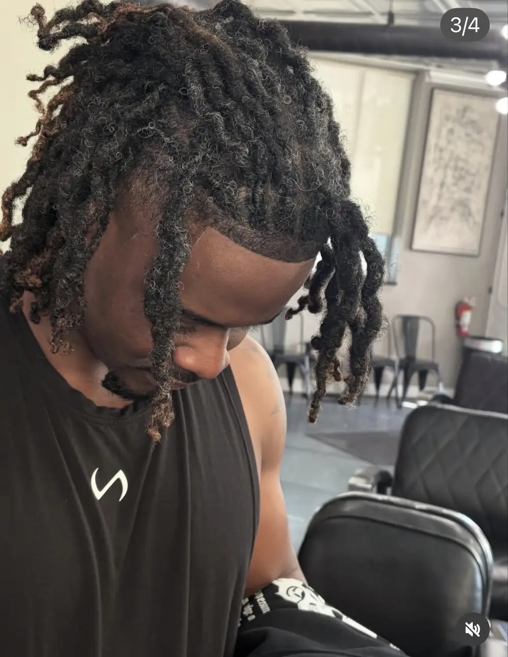 Loc style with a fresh shaped hairline