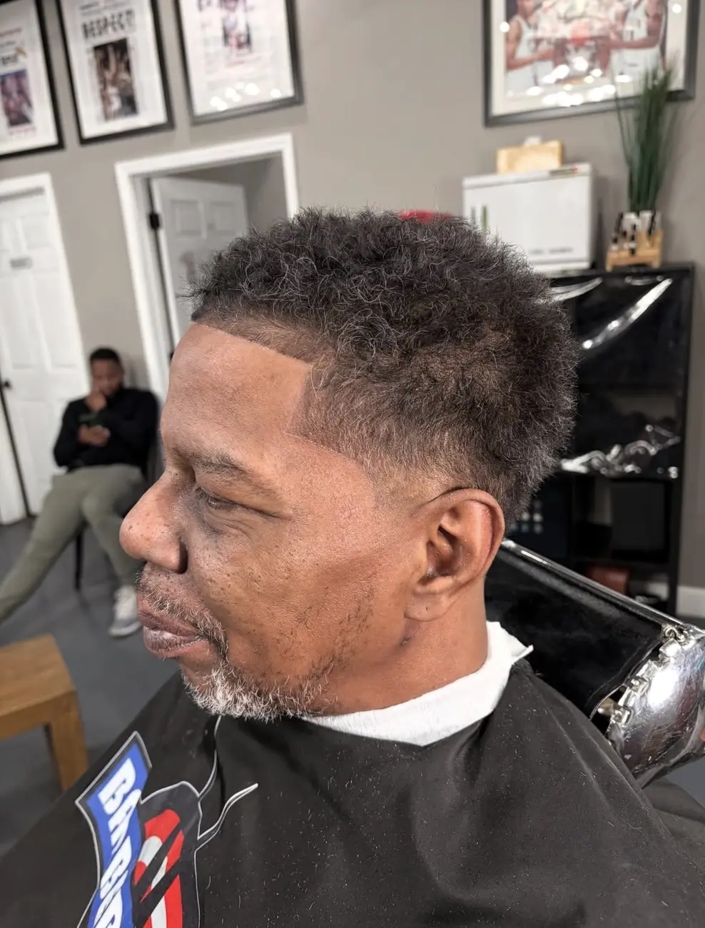 Mature client with a fresh short cut and line-up